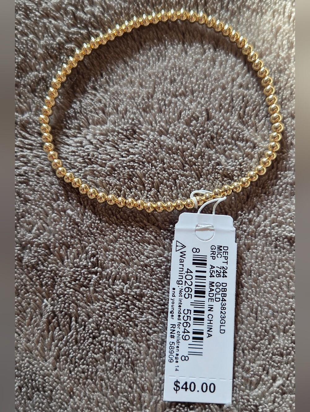 Anna & Ava Shiny Gold Beaded Stretch Bracelet